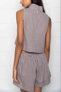 Ally Shorts in Chocolate Gingham Cotton