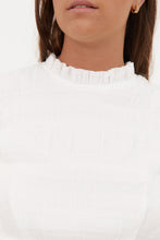 Ally Top in White Textured Cotton