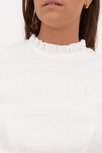 Ally Top in White Textured Cotton