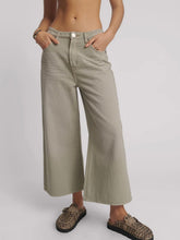 One Teaspoon- Faded khaki cropped love machines high waist wide jean