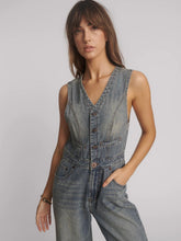 One Teaspoon- Love Machine Wide Leg Fitted Denim Jumpsuit - Dirty Blue
