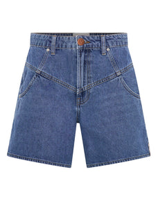 One Teaspoon- Kinks Mid Waist Long Length Denim Shorts - Blue Estate