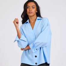One Teaspoon - Powerhouse Oversized Blue   Longsleeve Pinstripe Shirt