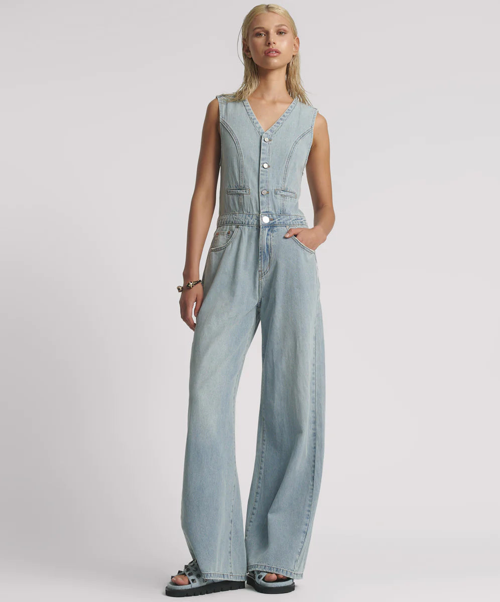 One Teaspoon Taylor Denim Jumpsuit - Rosewood