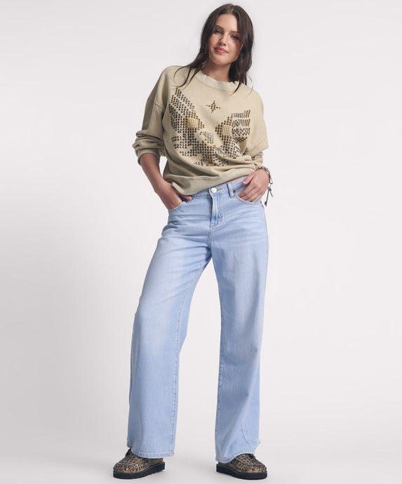 One Teaspoon- Jackson Mid Waist Wide Leg Jean / Best Blue