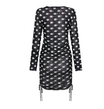 One Teaspoon | Darling Sheer Mesh Ruched Mini Dress - Black and White Polka Dot