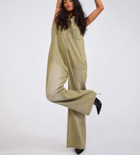 One Teaspoon- Braxton Wide Leg Denim Jumpsuit | Warm Khaki