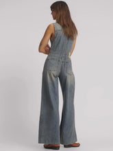 One Teaspoon- Love Machine Wide Leg Fitted Denim Jumpsuit - Dirty Blue