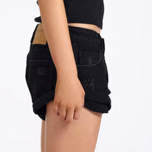 One Teaspoon- Double Black Bandit Low Waist Denim Short