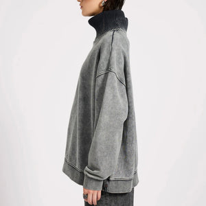 One Teaspoon- Fleece Roll Neck Sweater Worn Black