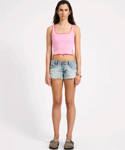 One Teaspoon- Knitted Scallop Tank Top - Pink