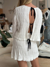Wrap Skirt in White Textured Cotton