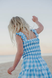 Moon Child Poppy Dress Blue Check