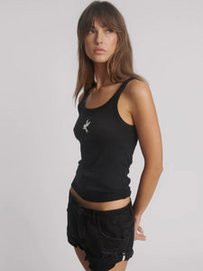One Teaspoon Fine Ribbed Singlet - Black