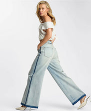 One Teaspoon | Love Machines Mid Waist Super Wide Leg Jeans - Split Party Contrast Blue