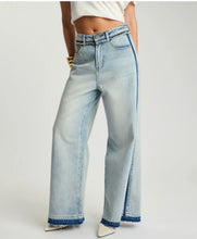 One Teaspoon | Love Machines Mid Waist Super Wide Leg Jeans - Split Party Contrast Blue