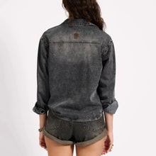 One Teaspoon-Nixie Eyelet Classic Fit Denim Shirt - Charcoal Black