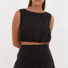 Pintuck top Black closeup