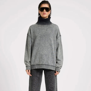 One Teaspoon- Fleece Roll Neck Sweater Worn Black