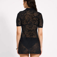 One Teaspoon- Sheer Lace-Look Knitted Mesh Mini Dress - Black