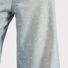 One Teaspoon- Love Machines Mid Waist Super Wide Leg Denim Jeans - Blue Sparkle