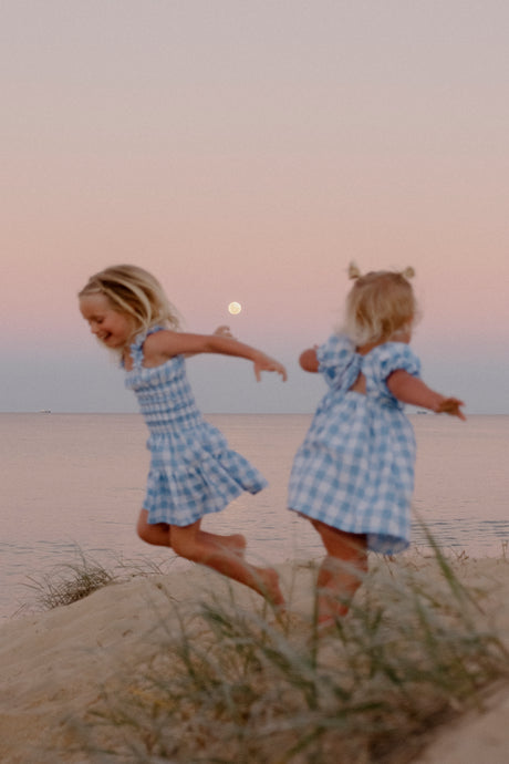 Moon Child Kayla Dress in blue Check
