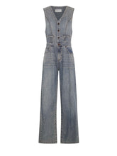One Teaspoon- Love Machine Wide Leg Fitted Denim Jumpsuit - Dirty Blue