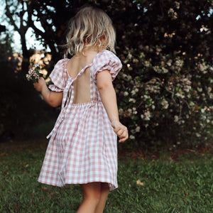 Moon Child Kayla Dress in Dusky Pink Check