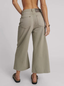 One Teaspoon- Faded khaki cropped love machines high waist wide jean