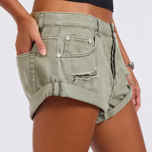 One Teaspoon- Super Khaki Bandit Low Waist Denim Short