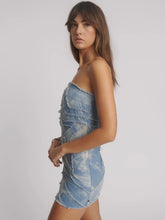 One Teaspoon- Strapless Tube Star Denim Mini Dress - Blue Halo