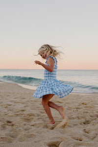 Moon Child Poppy Dress Blue Check