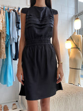 Zuri Mini Dress  in Black Rayon Satin