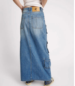 One Teaspoon Pacifica 90’s Cargo Pocket Column Denim Skirt