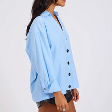 One Teaspoon - Powerhouse Oversized Blue   Longsleeve Pinstripe Shirt