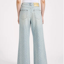 One Teaspoon- Love Machines Mid Waist Super Wide Leg Denim Jeans - Blue Sparkle