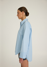 Joyeux curve hem button-up shirt in sky blue, alternate view