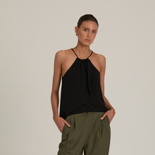 Joyeux layer halter top in black (noir)