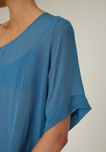 Joyeux sheer boxy top in steel blue, alternate view