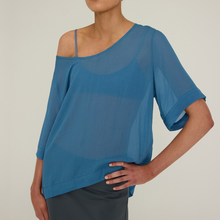 Joyeux sheer boxy top in steel blue