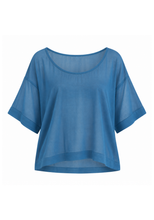 Joyeux sheer boxy top in steel blue, additional view