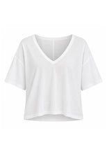 JOYEUX | Sheer Cotton V-Neck Top – White