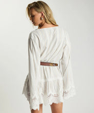 Moonlight Prairie Lace Longsleeve Mini Dress - White Stripe