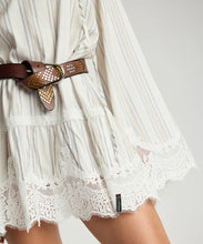 Moonlight Prairie Lace Longsleeve Mini Dress - White Stripe