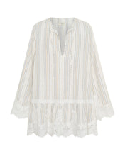 Moonlight Prairie Lace Longsleeve Mini Dress - White Stripe