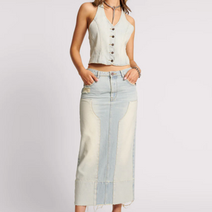 One Teaspoon Old West Long Length Denim Skirt