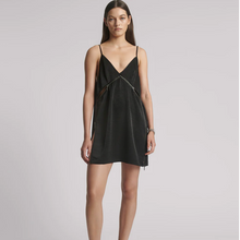 One Teaspoon Courtney Zipped Up Satin Slip Mini Dress - Black