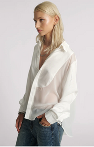 One Teaspoon Sheer Tuxedo Shirt - White