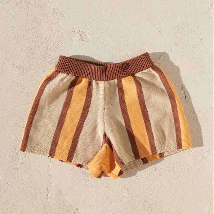 Small Swim Club Peaches and Cream Stripe Knit Shorts