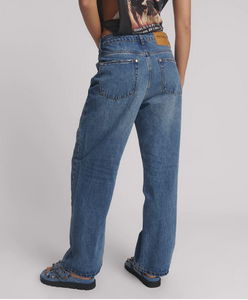 One Teaspoon Baxters Mid Waist Wide Leg Denim Jeans - Blue Love